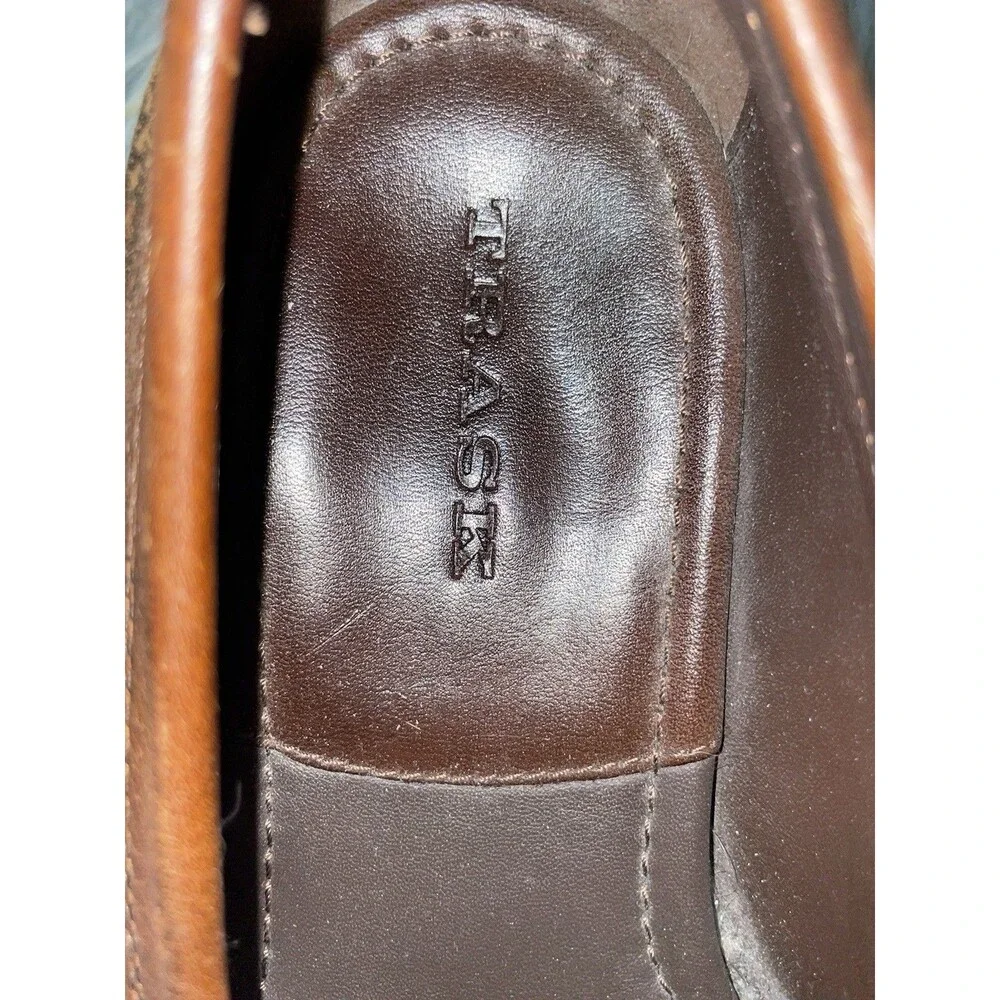 Trask Loafers Mens Size 10.5 Brown Waxed  Leather Shoes Slip On
